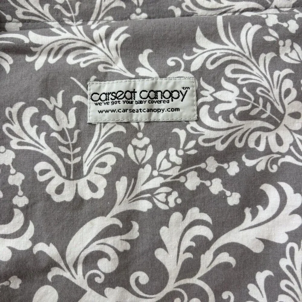 Carseat Canopy Cover Baby Girl Purple Gray Floral Fleece Minky Feminine Washable